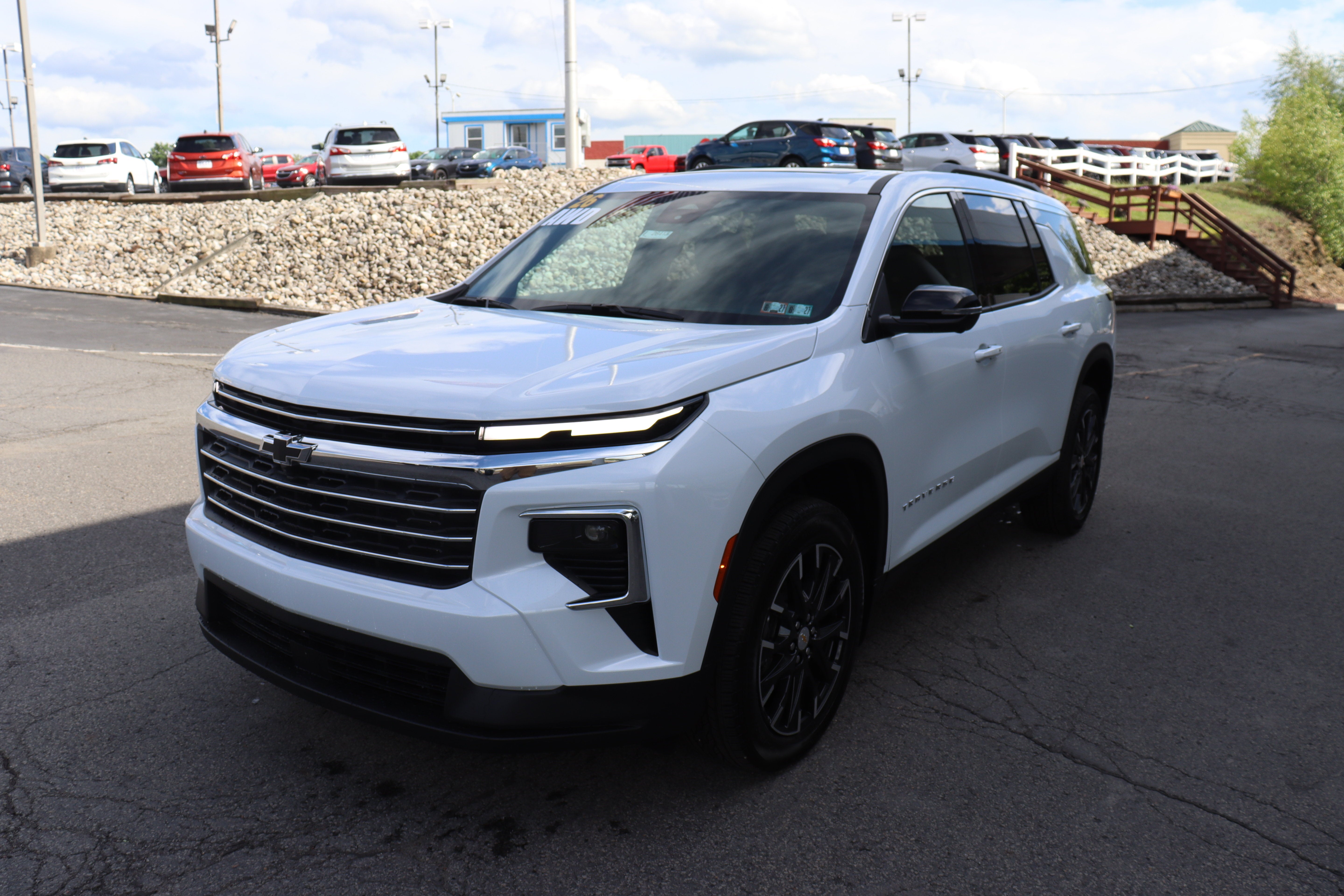 2026 Chevrolet Traverse LT in Polar White Tricoat — front three-quarter view