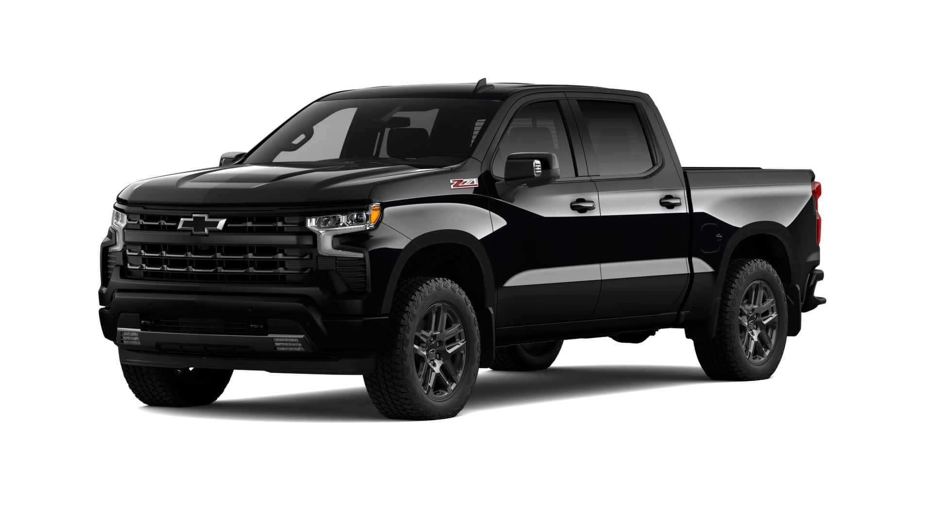 2026 Chevrolet Silverado 1500 RST in Black — front three-quarter view
